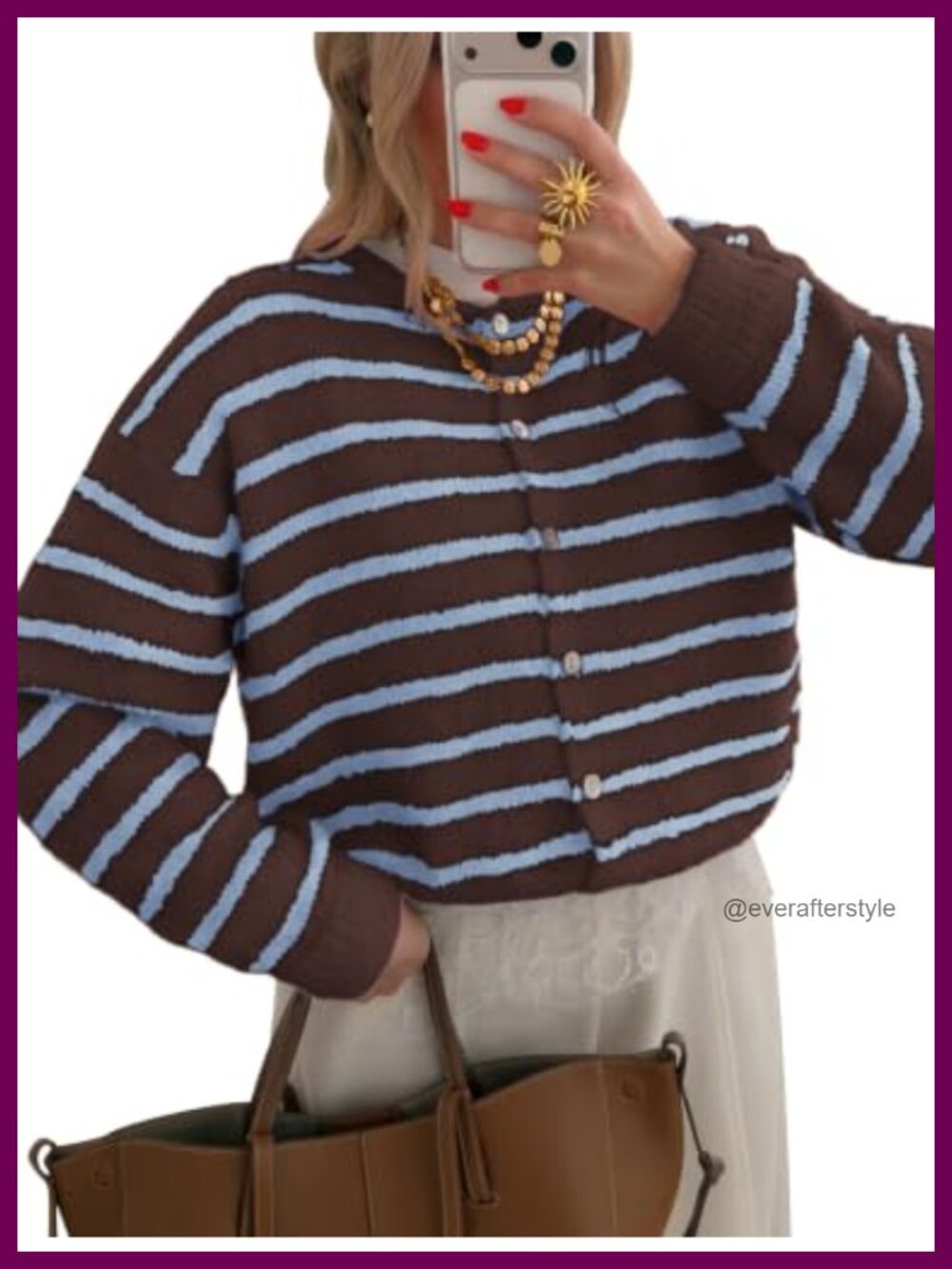 Striped Button Down Cardigan Sweater Long Sleeve Lightweight Knit